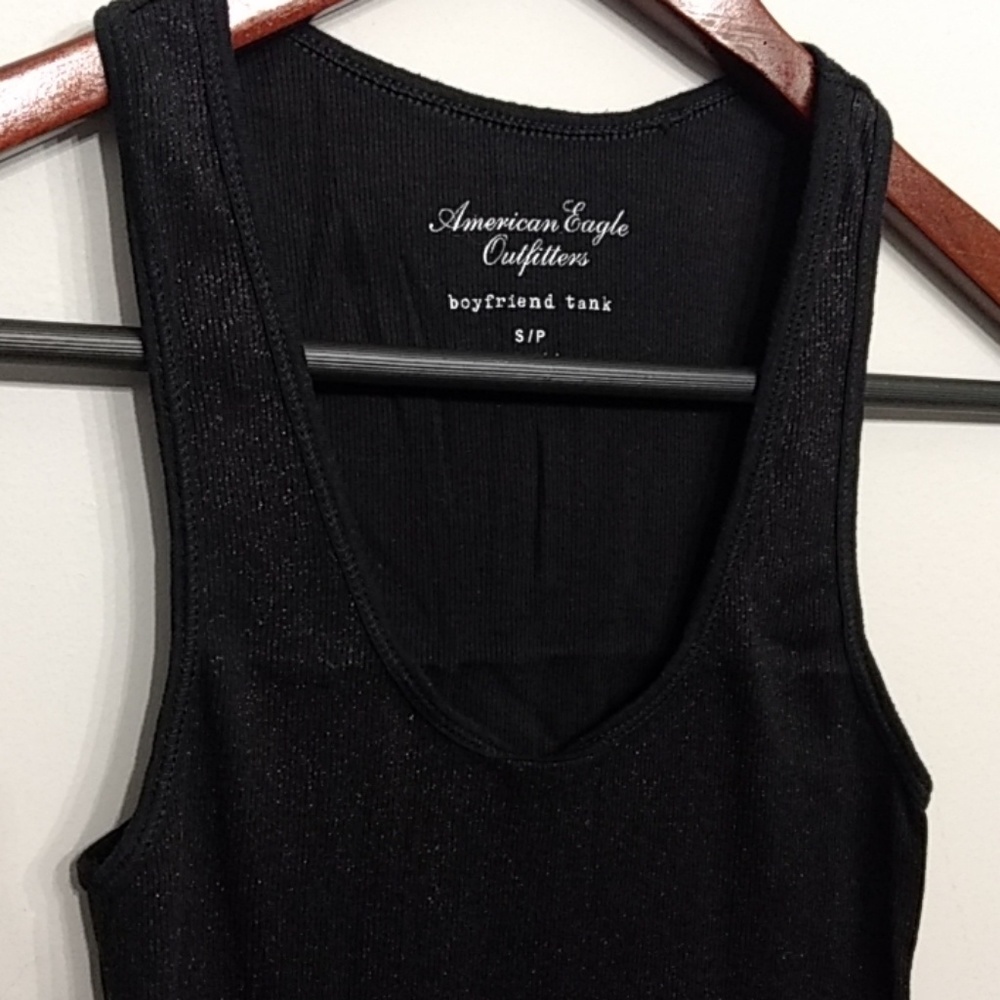 American Eagle Black Sparkle Boyfriend Tank